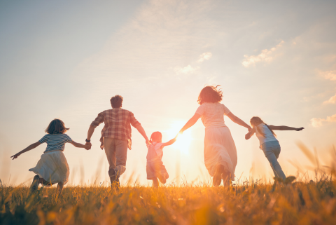 Family in field